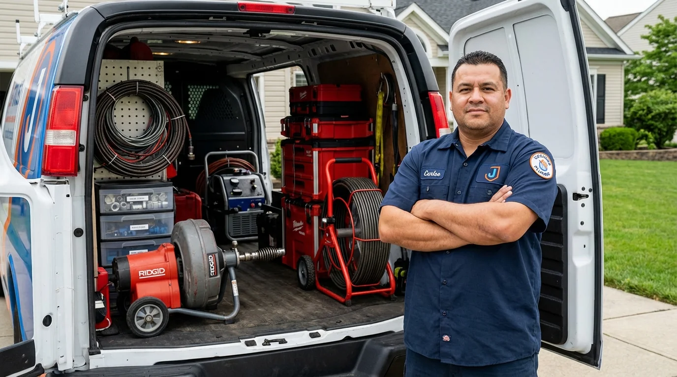 Professional drain cleaning equipment and Johns Plumbing LLC plumber in Trappe