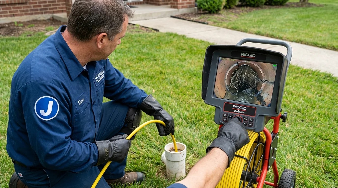 Sewer camera inspection being performed by Johns Plumbing LLC in Trappe